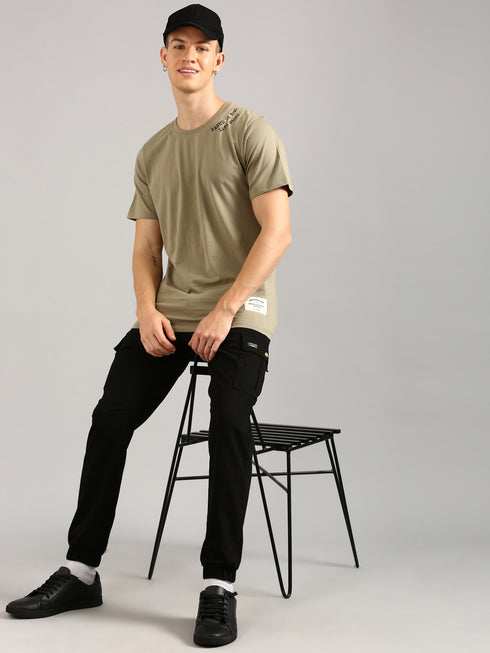 Brown Printed Regular Fit T-Shirt